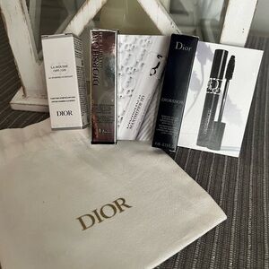 DIOR 4pc Dust bag, Diorshow mascara and maximizer 3D 0.13floz, foaming cleanser